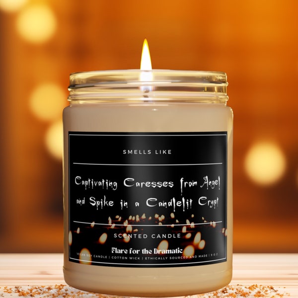 Smells Like Captivating Caresses from Angel and Spike in a Candlelit Crypt Scented Candle | Buffy Merch Candles, Funny Gift, Vampire Slayer