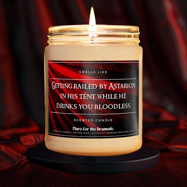 Smells Like Getting Railed by Astarion in His Tent While He Drinks You Bloodless Scented Soy Candle  | Fictional Men, BG3 Astarion merch