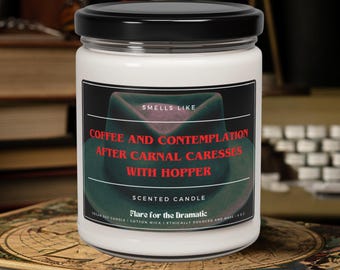 Smells Like Coffee and Contemplation after Carnal Caresses with Hopper Scented Candle, Jim Hopper Merch, Fictional Men Candles