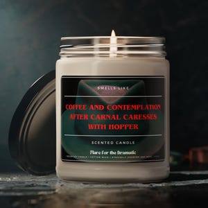 Smells Like Coffee and Contemplation after Carnal Caresses with Hopper Scented Candle, Jim Hopper Merch, Fictional Men Candles image 2