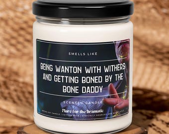 Smells Like Being Wanton with Withers and Getting Boned by the Bone Daddy Scented Soy Candle | Fictional Men, BG3 Astarion merch