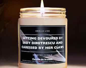 Smells Like Getting Devoured by Lady Dimitrescu and Caressed by Her Claws Scented Soy Candle  | Resident Evil inspired candles merch