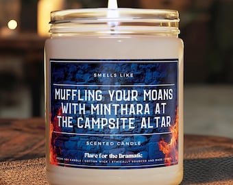 Smells Like Muffling your Moans with Minthara at the Campsite Altar Scented Soy Candle | BG3 Inspired merch, gamer gifts