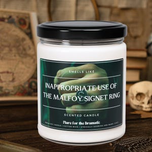 Smells Like Inappropriate Use of the Malfoy Signet Ring Scented Candle, Funny gift for her, fictional men candles, Dramione stocking stuffer