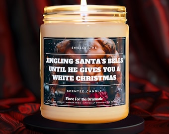 Smells Like Jingling Santa's Bells Until He Gives You a White Christmas Scented Candle, Funny nsfw xmas gift for her, fictional men candles
