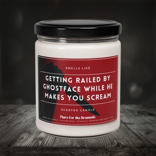 Smells Like Getting Railed by Ghostface while He Makes You Scream Scented Soy Candle, Fictional Men, Scream Merch Horror Candles, Ghost Face