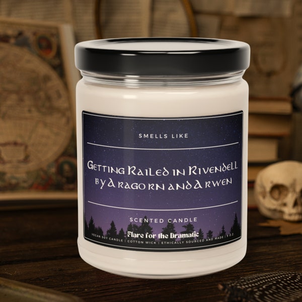 Smells Like Getting Railed in Rivendell by Aragorn and Arwen Scented Soy Candle, Middle earth Candles Merch, Lord of the Rings Funny Gift