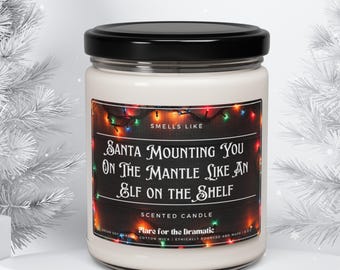 Smells Like Santa Mounting You On The Mantle Like An Elf …. Shelf Scented Candle, Funny nsfw xmas gift for her, fictional men candles