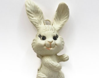 Cute Vintage Plastic Blow Mold Easter Bunny, Mid-Century Easter Toy, Vintage Easter Decor