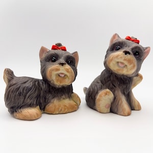 Vintage Homco Yorkshire Terrier Figurines - Yorkie Gifts - Cute Ceramic Yorkie Puppy Figurines - Gift for Yorkie Lovers