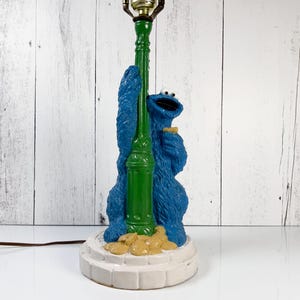 Vintage Cookie Monster Lamp by Muppets Inc – Rare 1970s Jim Henson Sesame Street Collectible Table Lamp – Vintage Nursery Decor