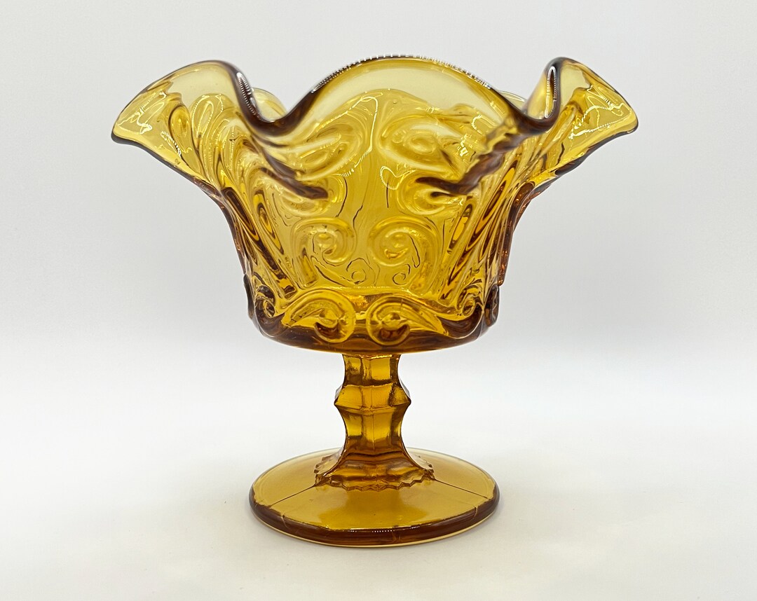 Vintage Amber Glass Compote Dish From the 1950s, Indiana Glass Company ...