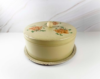 Vintage 1940s Floral Metal Cake Keeper Saver