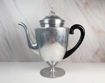 Vintage 1950s Aluminum & Bakelite Coffee Percolator