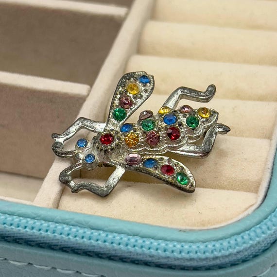 Vintage Mid-Century Rhinestone Insect Brooch