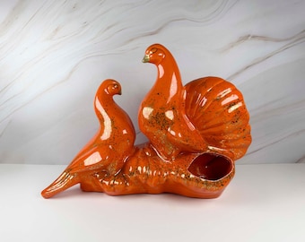 Vintage Mid Century Orange Dove TV Lamp Planter