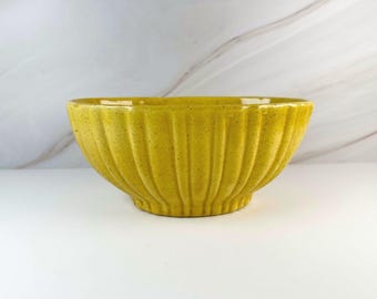Vintage Haeger Pottery Mustard Yellow Ribbed Planter