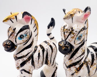 Rare Mid-century Norcrest Japan Zebra Salt and Pepper