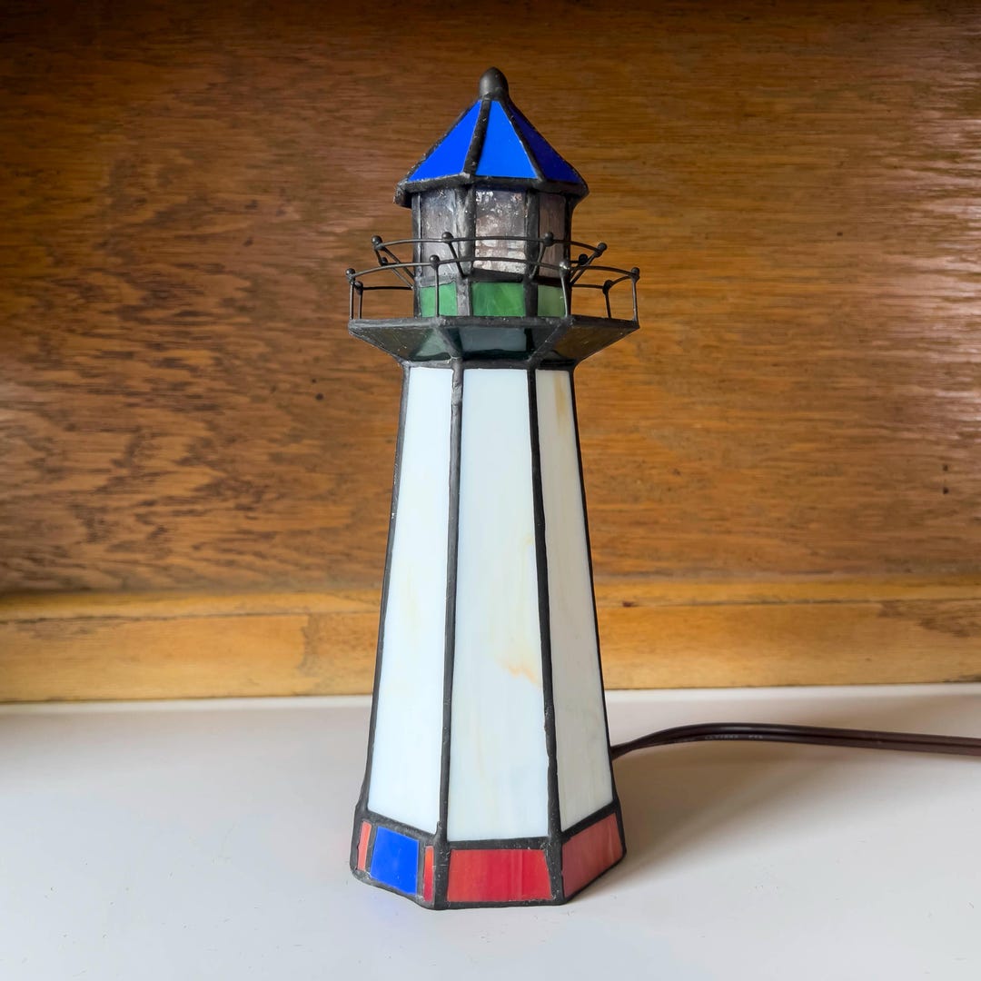 Stained Glass Lighthouse Lamp