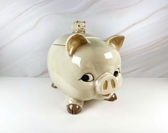 Vintage 1970s Ceramic Pig Cookie Jar