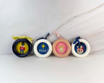 Lot of 4 Vintage Needlepoint Christmas Ornaments