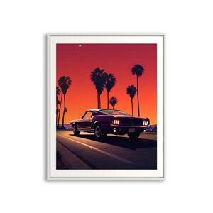 Printable wall art | Retro illustration | Hollywood Horsepower