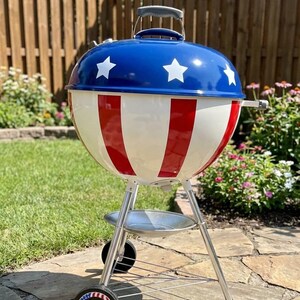 Patriotic - Custom made Weber Kettle 6 Inch Wheel inserts - Set includes Two inserts image 3