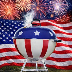 Patriotic - Custom made Weber Kettle 6 Inch Wheel inserts - Set includes Two inserts image 7