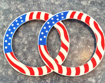 Patriotic - Custom made Weber Kettle 6 Inch Wheel inserts - Set includes Two inserts