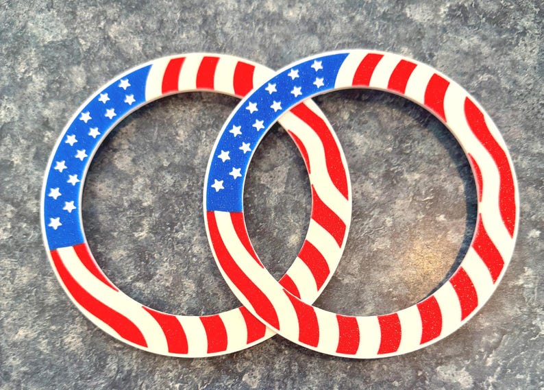 Patriotic - Custom made Weber Kettle 6 Inch Wheel inserts - Set includes Two inserts image 1