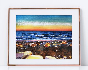 Giclee Print, Title: Rockport Beach at Sunset