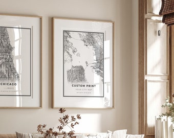 Custom Map Print, City Wall Art Poster, Custom Location, Anniversary Gift, Going Away Present, Map Housewarming Gift, #COR