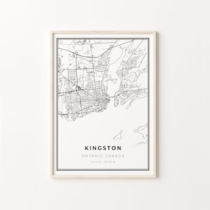 Kingston Ontario Print, Stadt Karte Kunst Poster, ON Canada, Wand Kunst Dekor, Modern Schwarz Weiß Stil, Geschenk Für Onkel, C13-529