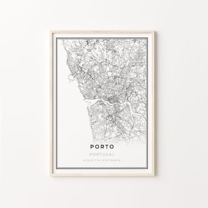 Porto Print, City Map Art Poster, Portugal, Wall Art Decor, Modern Black and White Style, Gift For Friend, C13-507