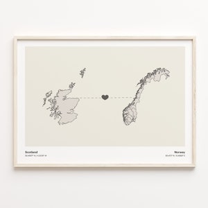 Scotland to Norway Map Print: Minimalist Travel Wall Art
