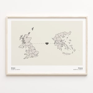 Großbritannien, Griechenland Druck, griechische Geschenk, minimalistische Landkarte Poster, Großbritannien Kunst, auf Wiedersehen, C21-268