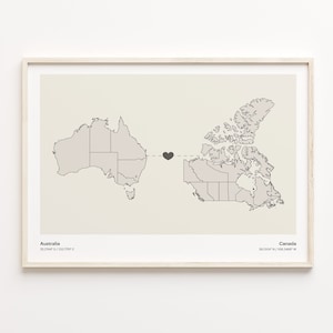 Australien Kanada Druck, Kamerun Geschenk, Minimalistische Landkarte Poster, Reise Wandkunst, Übersee Liebe Geschenk, C21-827
