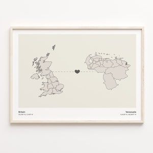 britannien Venezuela Druck, Venezulaner Geschenk, Minimalistisches Land Verbindung Poster,Vereinigtes Königreich Kunst, Abschiedsreise,C21-393