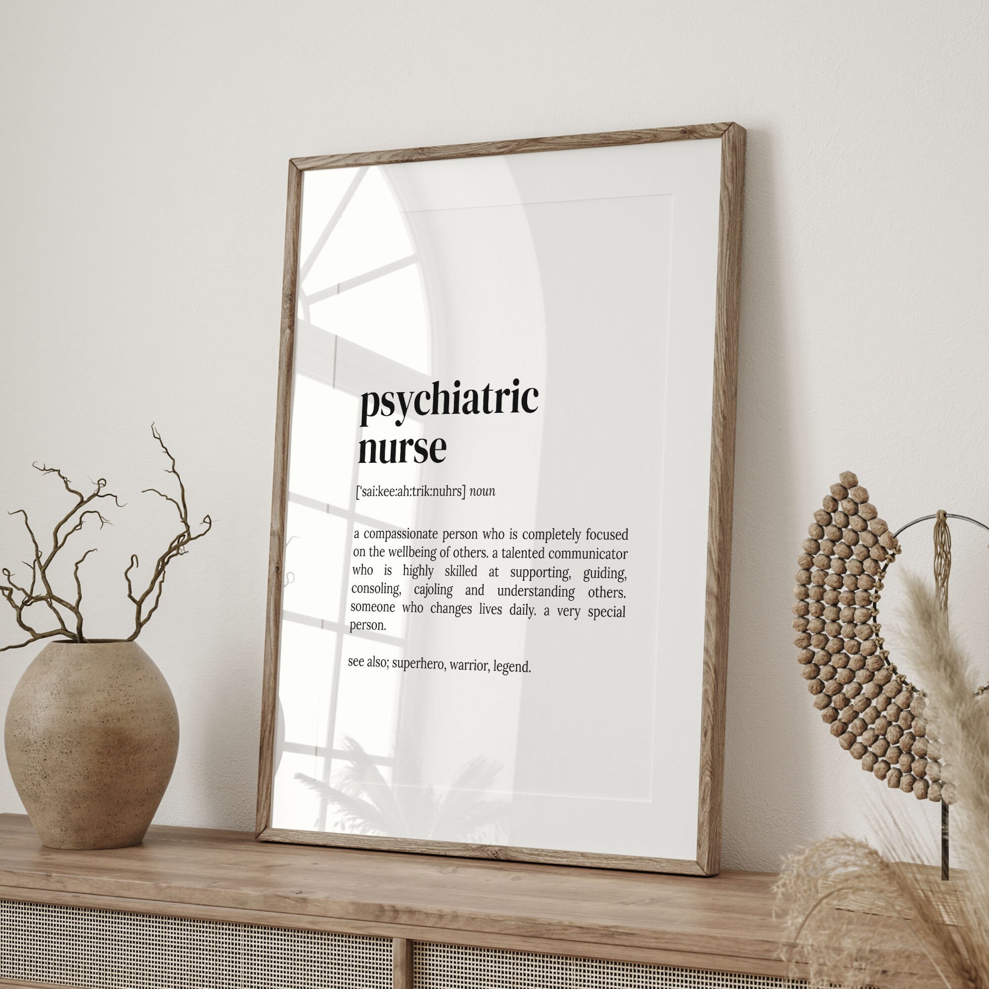 Psychiatric Nurse Definition Print, Dictionary Poster, Quote Wall Art