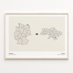Deutschland Ukraine Print, Uganda Geschenk, Minimalistische Landkarte Poster, Reise Wandkunst, Willkommen zu Hause Karte, C21-585