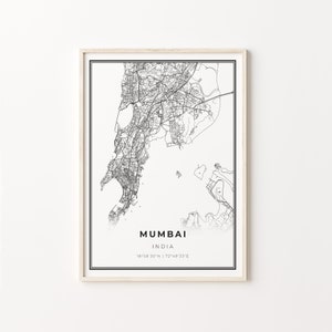 Indien, Stadt Karte Kunst Poster, Indien, Wand Kunst Dekor, Modern Black and White Style, Geschenk Mama, C13-552
