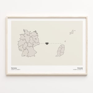 Deutschland Grenada Druck, Griechisch Geschenk, Minimalistische Landkarte Poster, Reise Wandkunst, Abschiedsgeschenk, C21-467