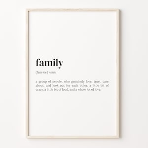 Family Definition Print, Dictionary Poster, Quote Wall Art, Family Quote Art, Quote About Family, Gift For Family, Gift For Women, C17-139
