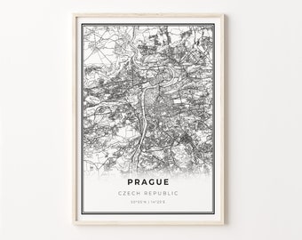 Prague Print, City Map Art Poster, Czech Republic Praha Czechia, Wall Art Decor, Dining Room Posters, C13-710