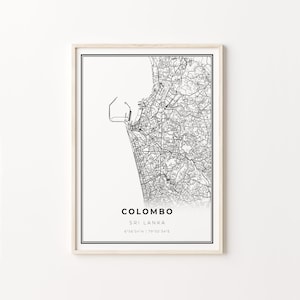 Colombo Print, City Map Art Poster, Sri Lanka, Wall Art Decor, Modern Black and White Style, Bedroom Wall Art, C13-715