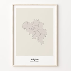 Belgium Print, Belgian Gift, Minimalistic Country Map Poster, BE Line Art, Office wall art, C24-17
