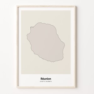 Réunion Print, Réunionese Gift, Minimalistic Country Map Poster, RE Line Art, Boutique decor, C24-150