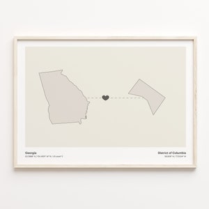 Georgia to District of Columbia Print, Washingtonian Gift, Minimalistic Map Poster, Travel Wall Art, Volunteer Map, C21-1566
