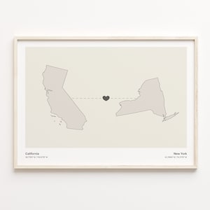 Kalifornien nach New York Druck, New Yorker Geschenk, Minimalistische Verbindung Karte Poster, Reise Wandkunst, Abschiedsgeschenk, C21-1229