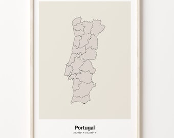 Minimalist Portugal Map Print: Line Art Country Poster